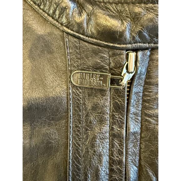 Harley Davidson Women’s Black Leather Motorcycle Jacket Small Genuine Leather - Picture 4 of 11